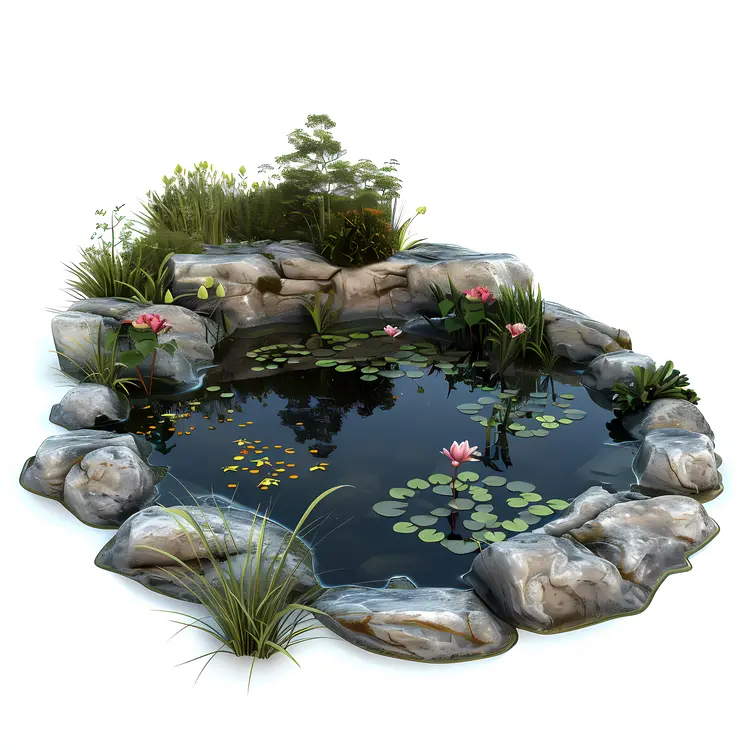 Charming Garden Pond with Lily Pads
