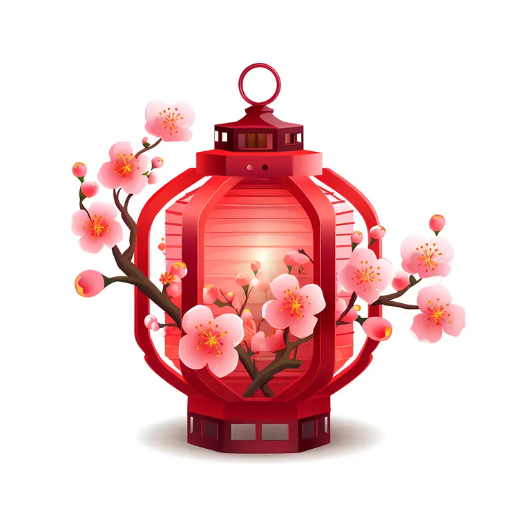 Red Cherry Blossom Lantern