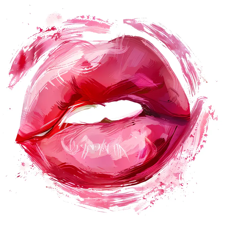 Artistic Red Lips Illustration