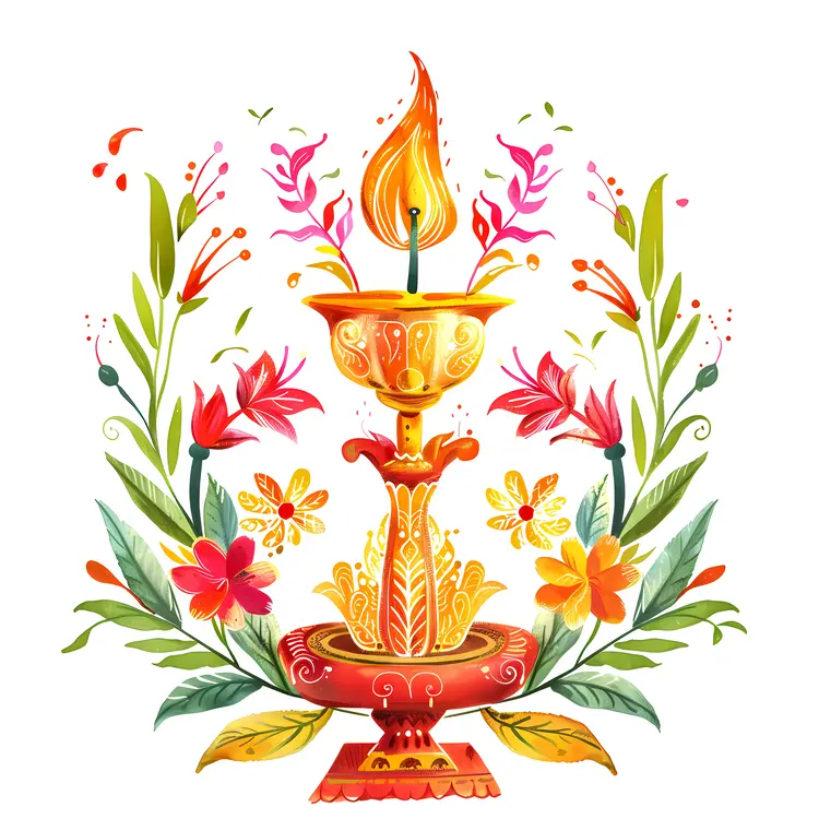 Elegant Floral Lamp with Colorful Flowers