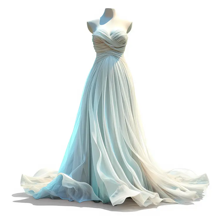 Elegant Strapless White Gown