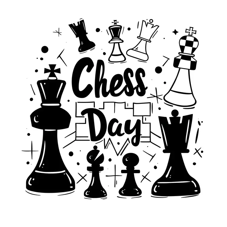 Chess Day Celebration with Various Chess Pieces