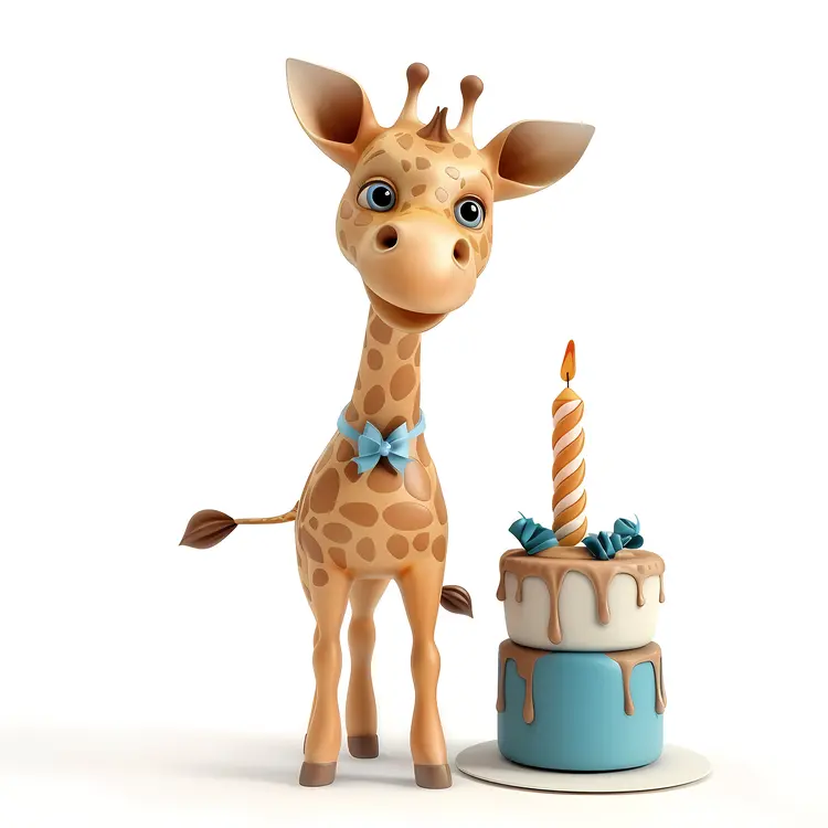 Giraffe with Birthday Cake