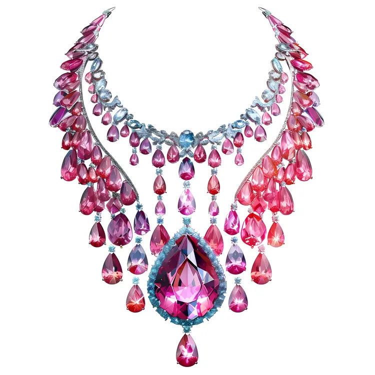 Elegant Necklace with Pink Gems