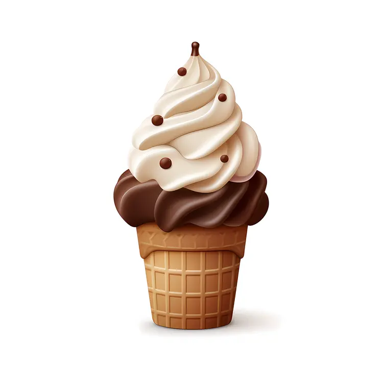 Chocolate and Vanilla Ice Cream Cone