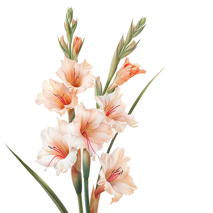 Elegant Peach Gladiolus Flowers