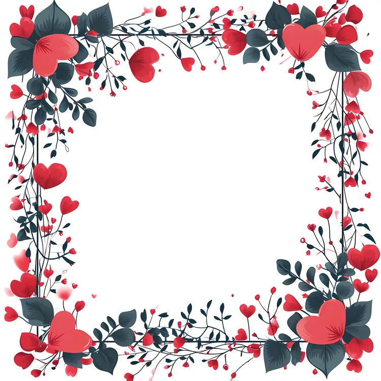 Heart Frame with Red and Black Hearts for Valentine's Day