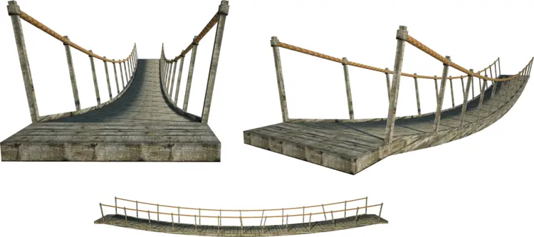 Rustic Wooden Suspension Bridge
