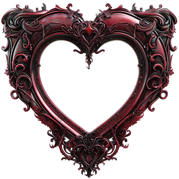 Dark Red Ornate Heart Frame