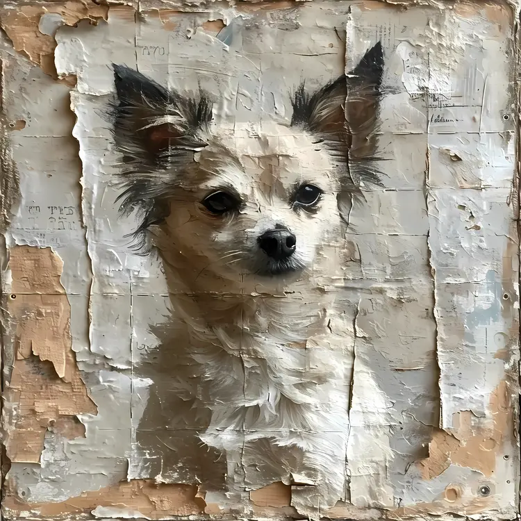 Realistic Dog Painting on Textured Background