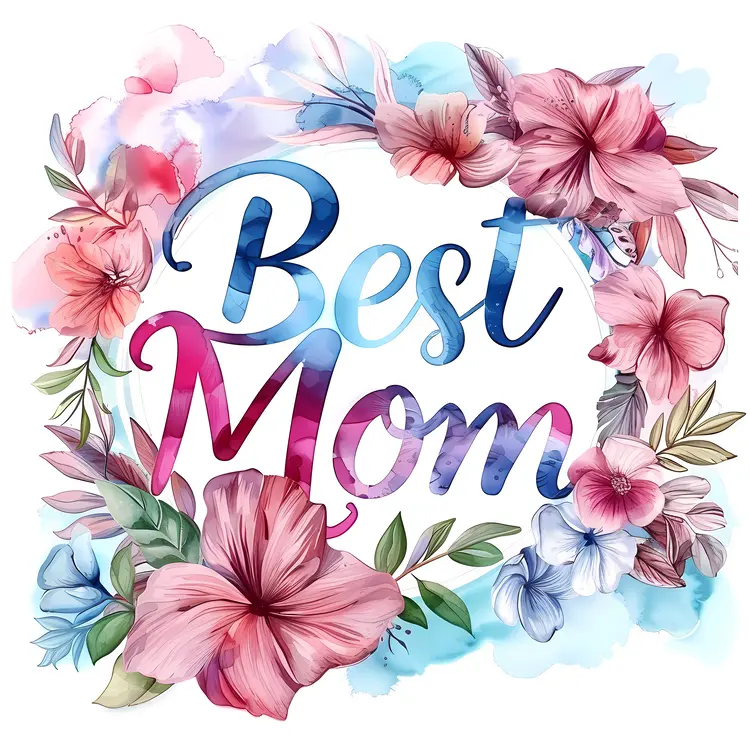 Best Mom Floral Illustration