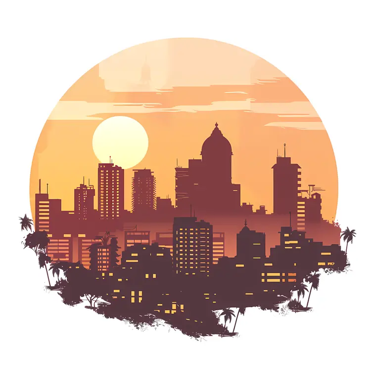 Cityscape Silhouette at Sunset