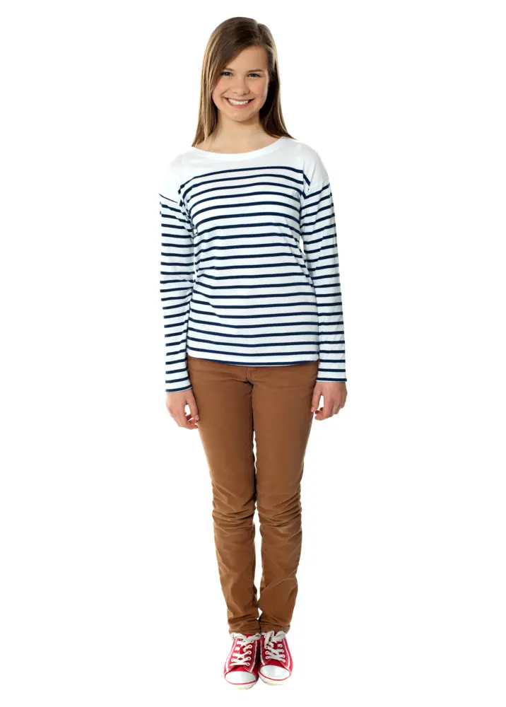 Smiling Girl in Striped Shirt