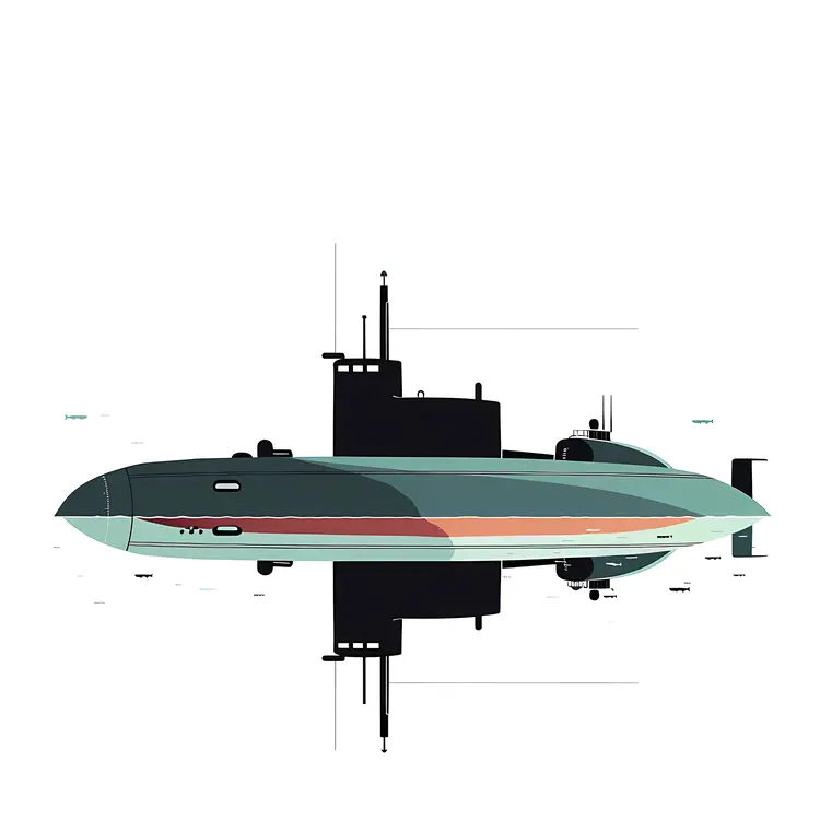 Green Submarine with Red Stripe