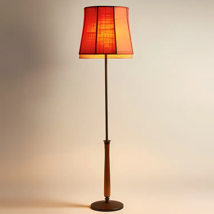 Red Floor Lamp with Slim Base