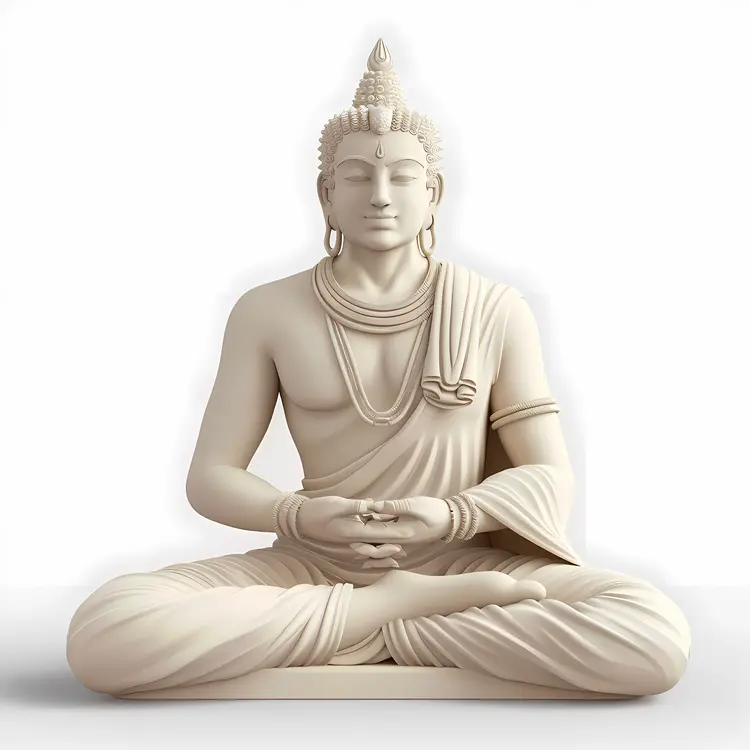 White Meditating Buddha with Detailed Features