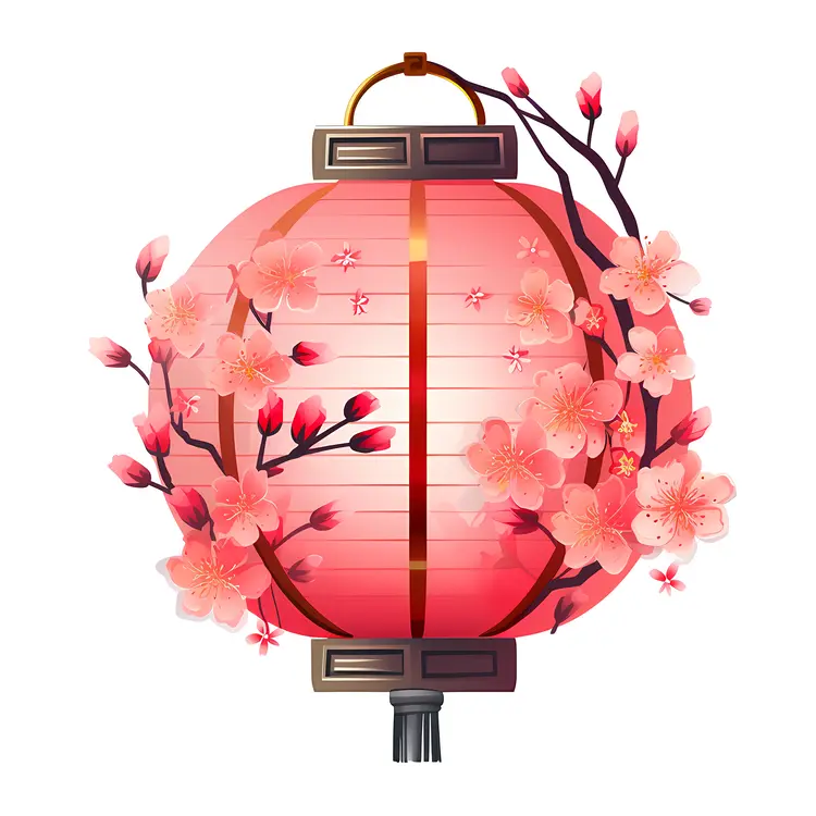 Red Lantern with Cherry Blossoms