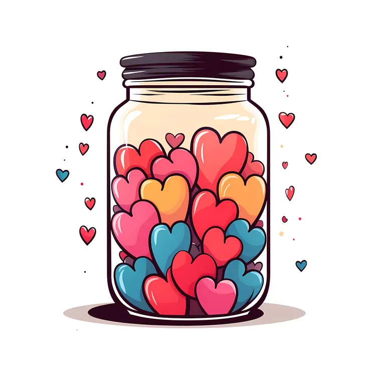 Colorful Hearts in a Jar for Valentine's Day