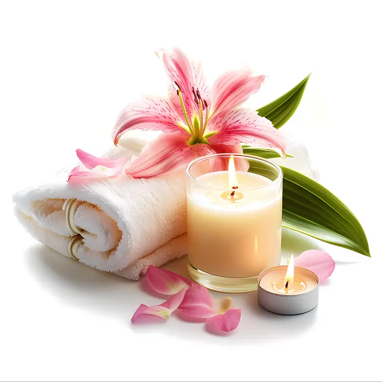 Candles and Flowers with Towel