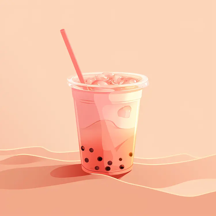 Refreshing Bubble Tea with Straw