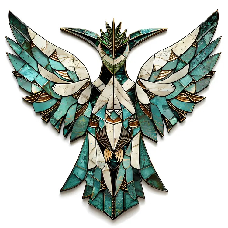 Stained Glass Bird with Spread Wings