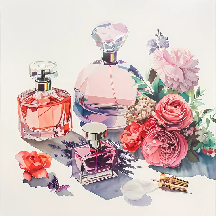 Elegant Perfume Bottles with Flowers