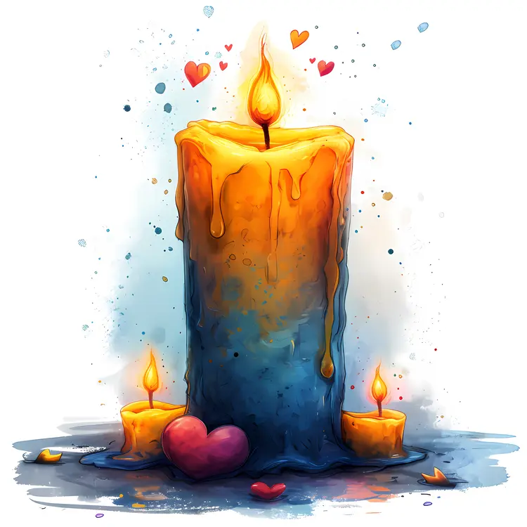 Colorful Candle with Hearts