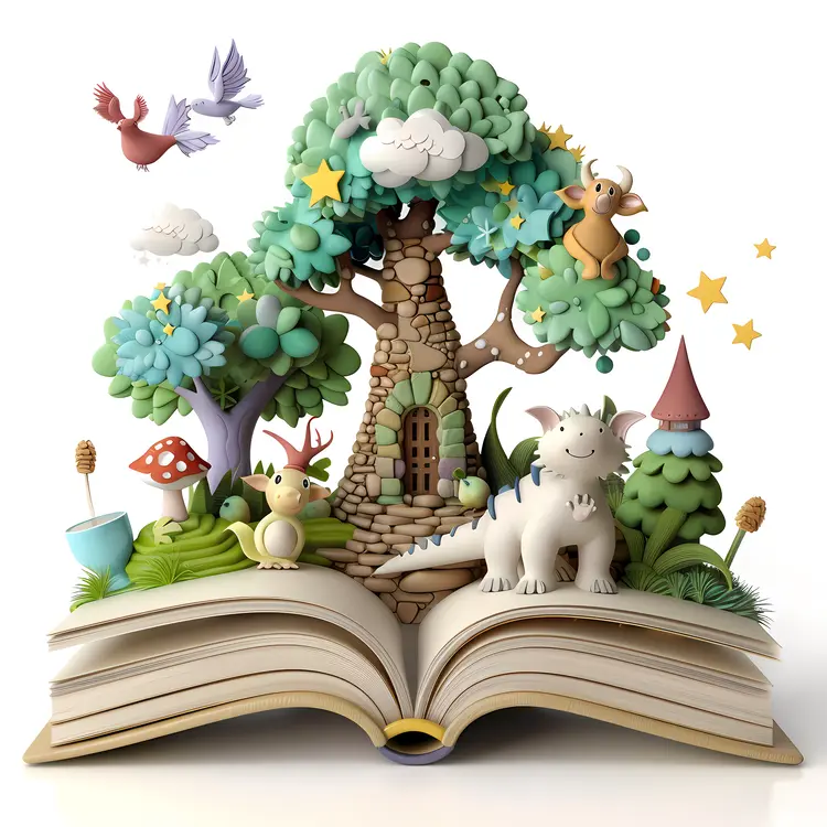 Fantasy Tree Growing from a Book