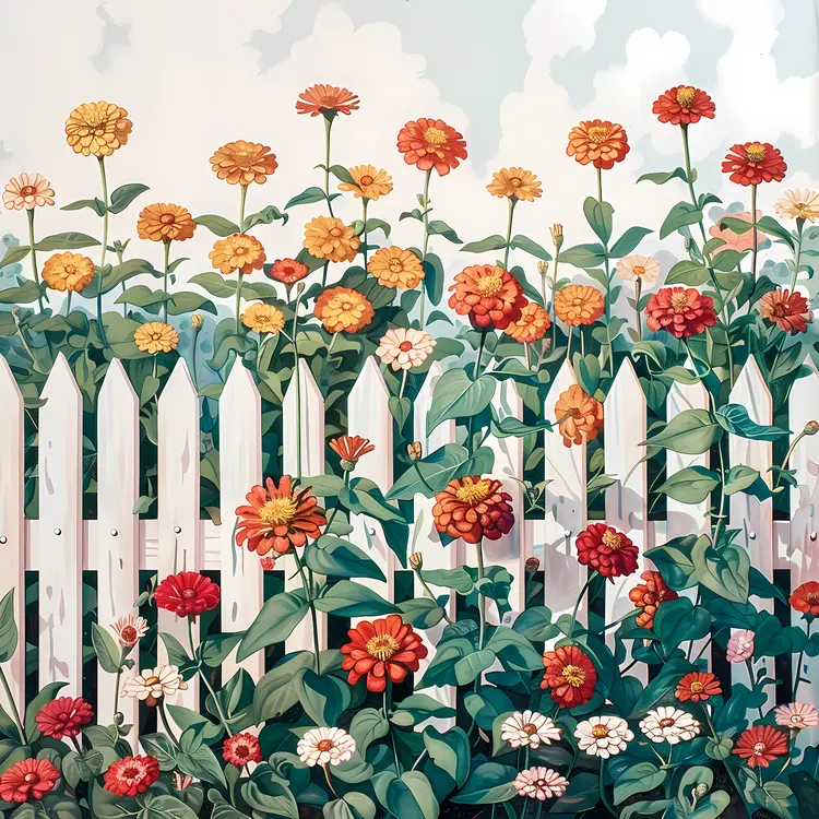 Vibrant Flowers by the Fence