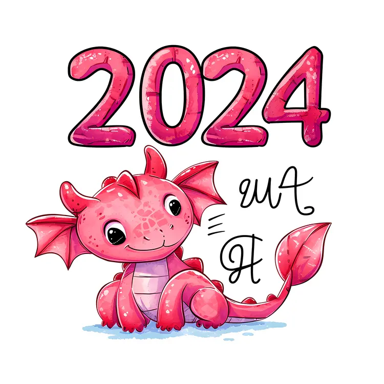 Cute Pink Dragon with 2024