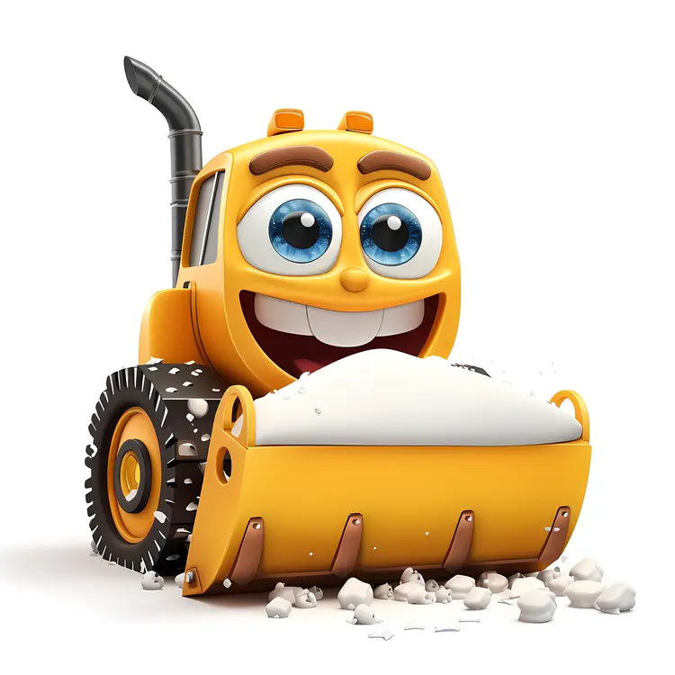 Yellow Snowplow with Big Eyes