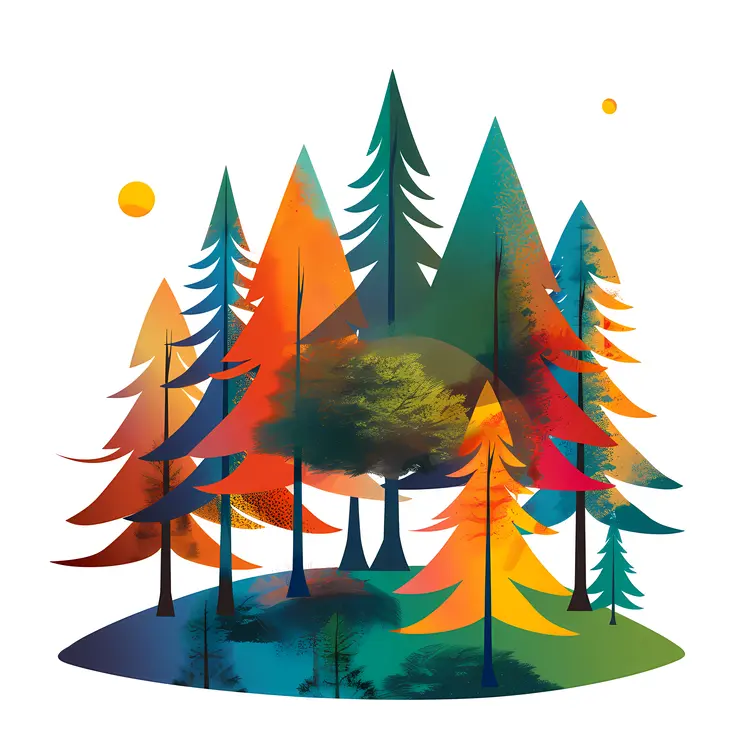 Abstract Colorful Forest Art