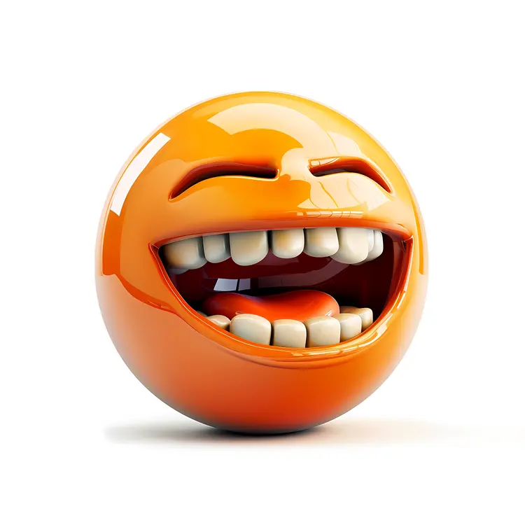 Orange Laughing Emoji with Big Teeth