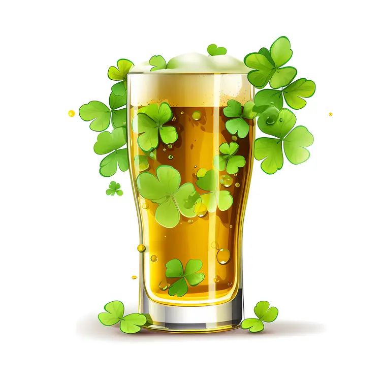 Beer Glass with Shamrocks