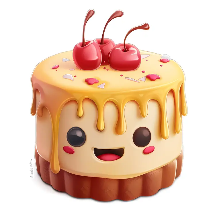 Cute Cake with Cherries