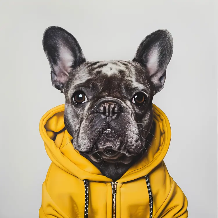 French Bulldog in Yellow Hoodie