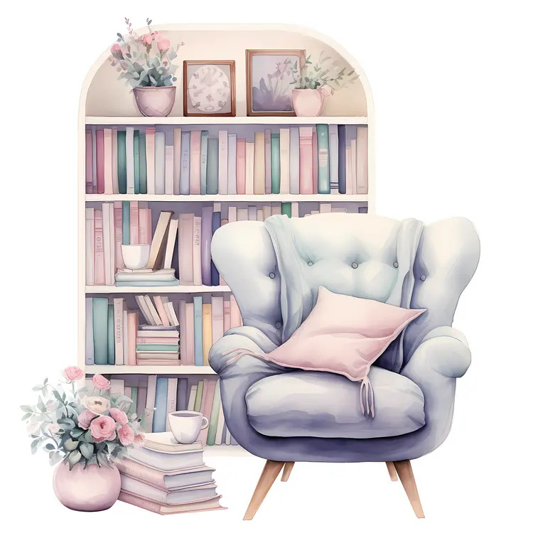 Cozy Blue Armchair in Modern Reading Nook