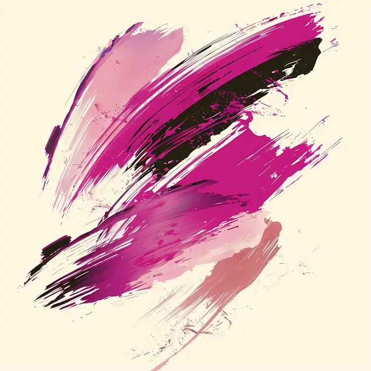 Pink and Black Brush Strokes Abstract Art