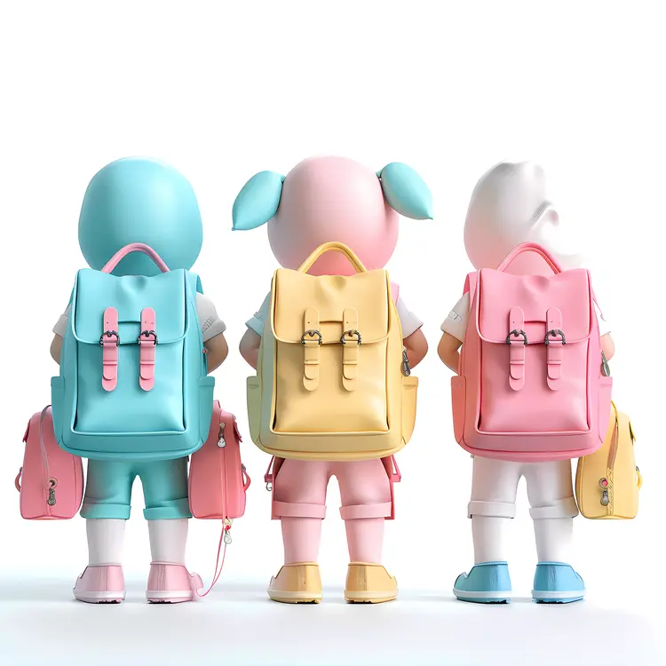 Colorful Cartoon Characters with Backpacks