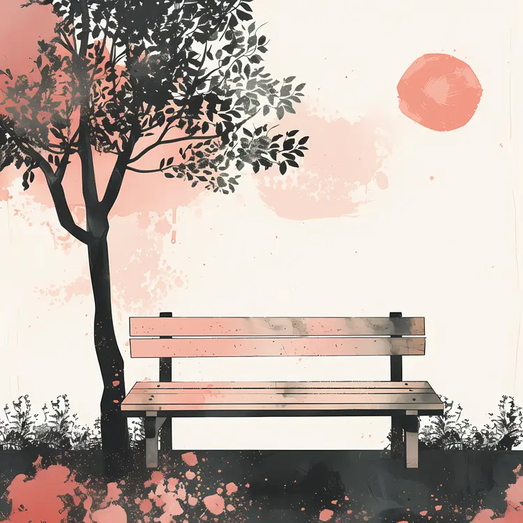 Bench under a Tree with Sun