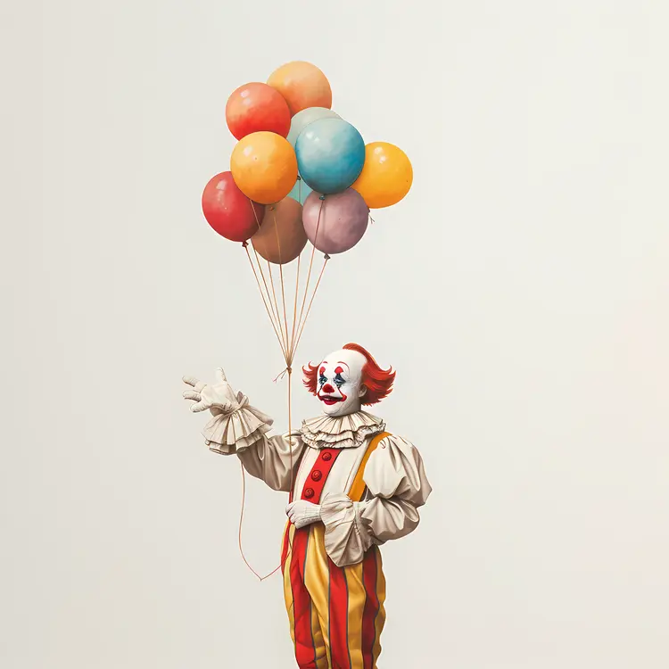 Cute Clown with Balloons Cartoon