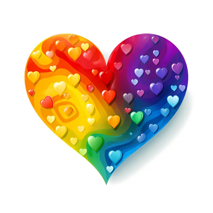 Rainbow Heart with Small Hearts