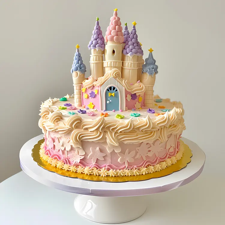 Pastel Castle Cake for Birthday Celebration