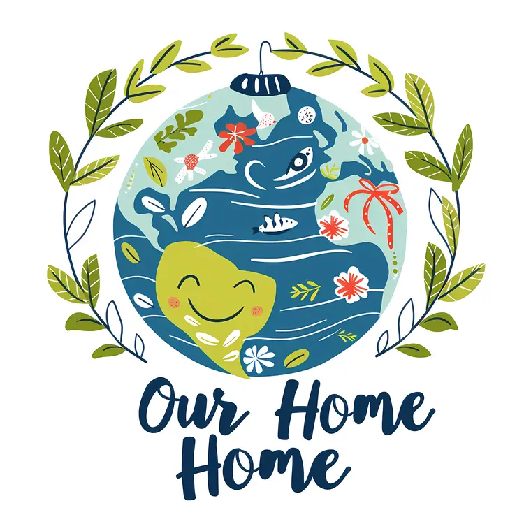 Our Home Earth Illustration with Leaves