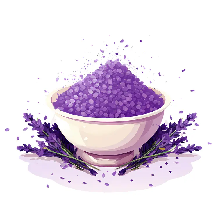 Lavender Bath Salts in White Bowl