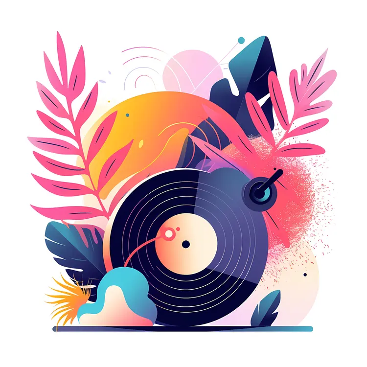 Colorful Abstract Vinyl Record Illustration