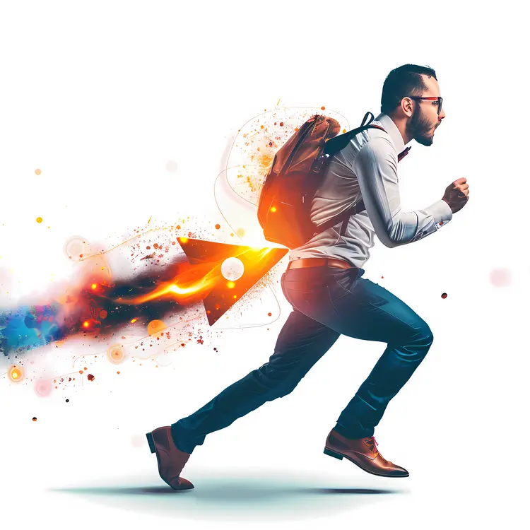 Man Running with Rocket Boost