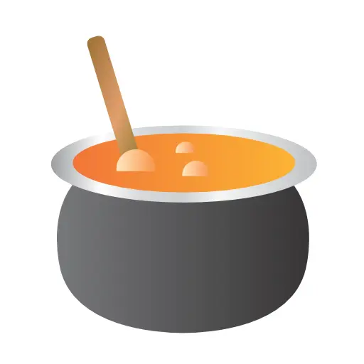 Hot Soup in a Pot with a Ladle