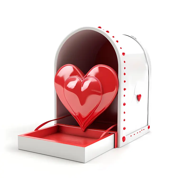 White Mailbox with Red Heart for Valentine's Day