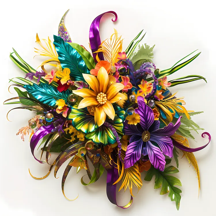 Vibrant Floral Bouquet with Decorative Leaves